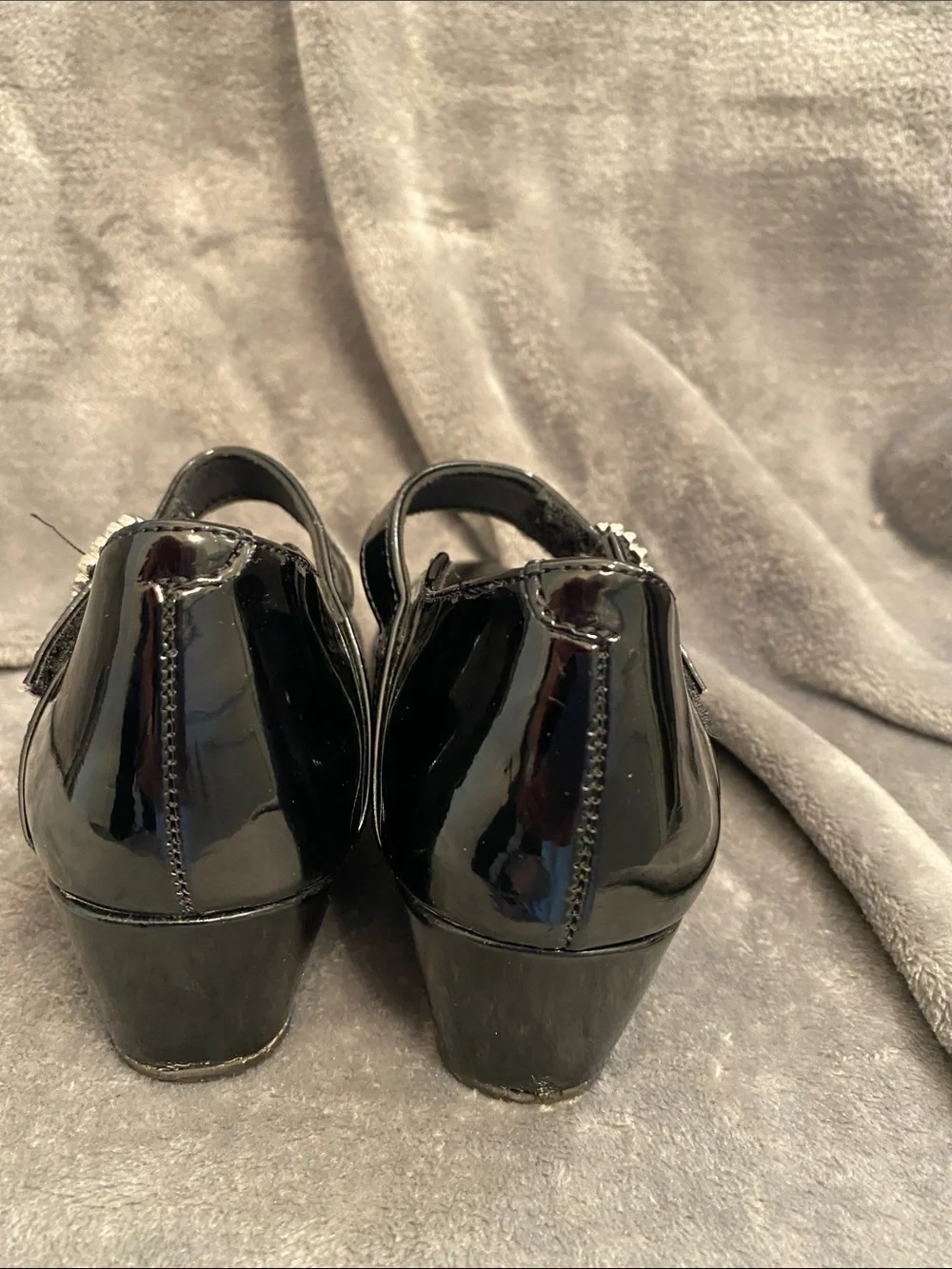 Christie & Joe Girls' Black Patent Mary Jane with Rhinestone Buckle